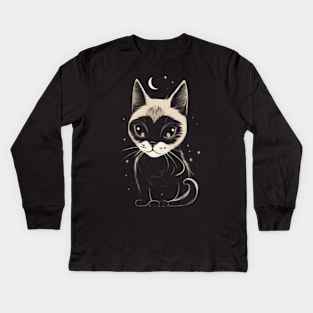 Midnight Magic: Celestial Cat T-Shirt Kids Long Sleeve T-Shirt